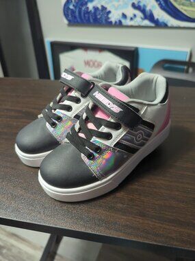 HEELYS Racer 20 X2 Pink Rainbow Translucent Org Wheel Rollerskate Shoe YOUTH 13C